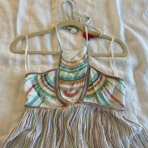 Multicolor halter top with tie neck